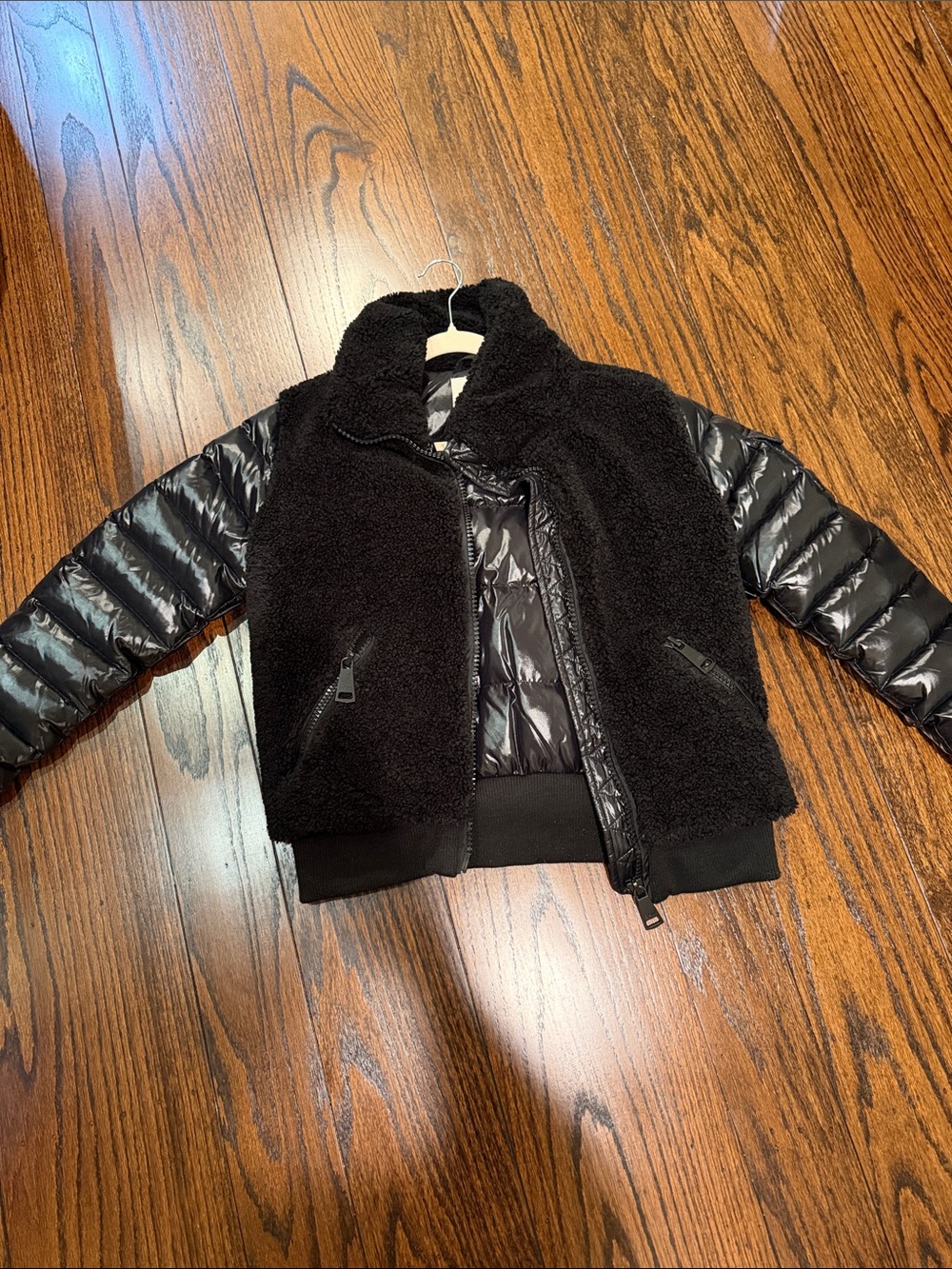 SAM. Black Sherpa Hybrid Puffer Jacket